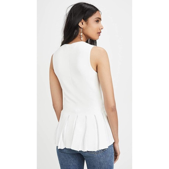 Theory Pleated Peplum Sleeveless Sweater, Eggshell - Picture 4 of 11